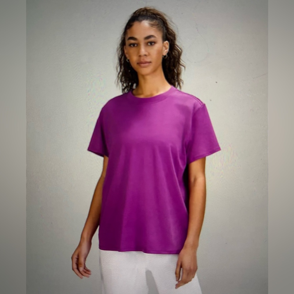Lululemon All Yours Cotton T-Shirt Color Vivid Plum Size 2